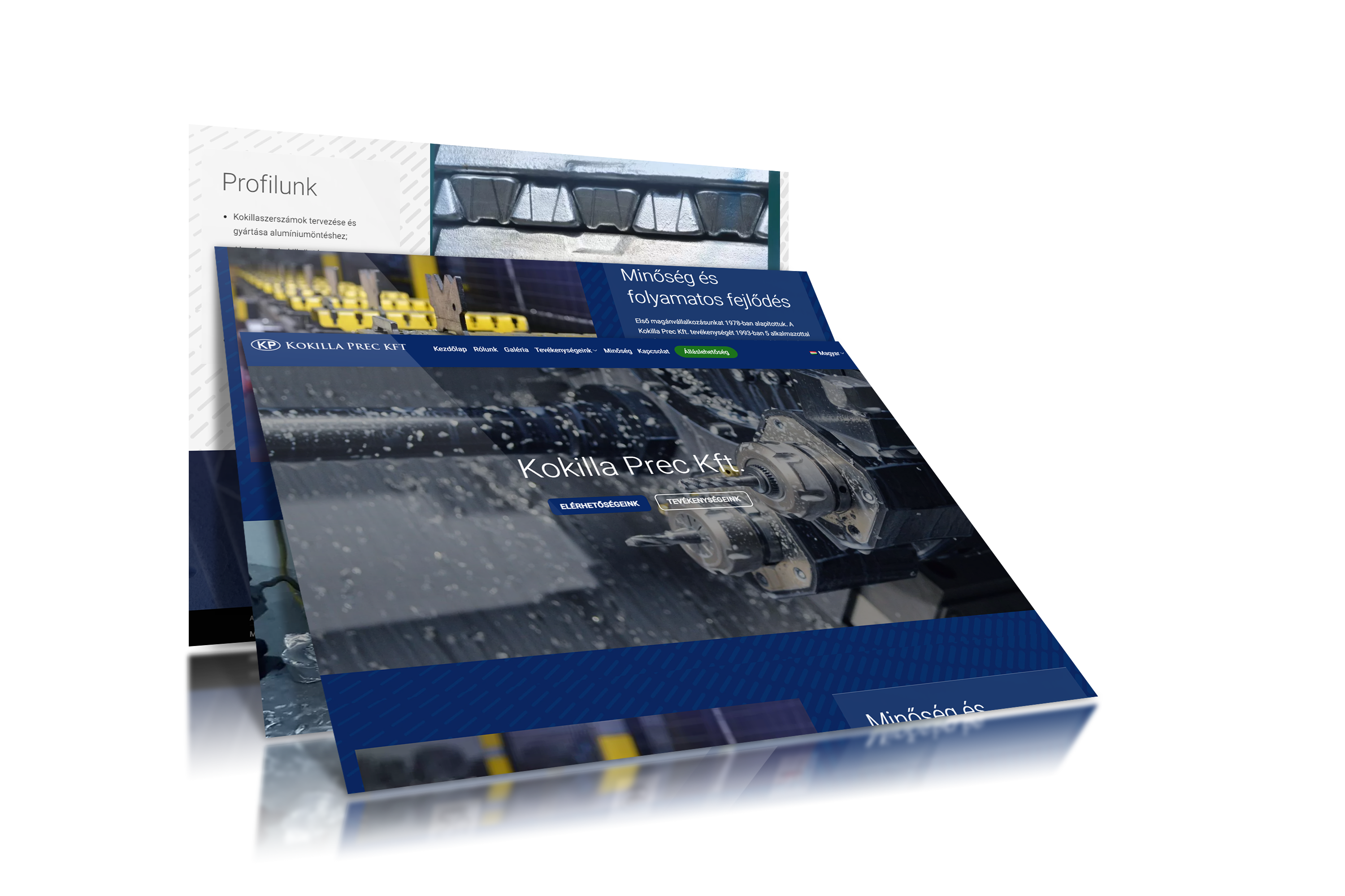 Kokillaprec weboldal mockup